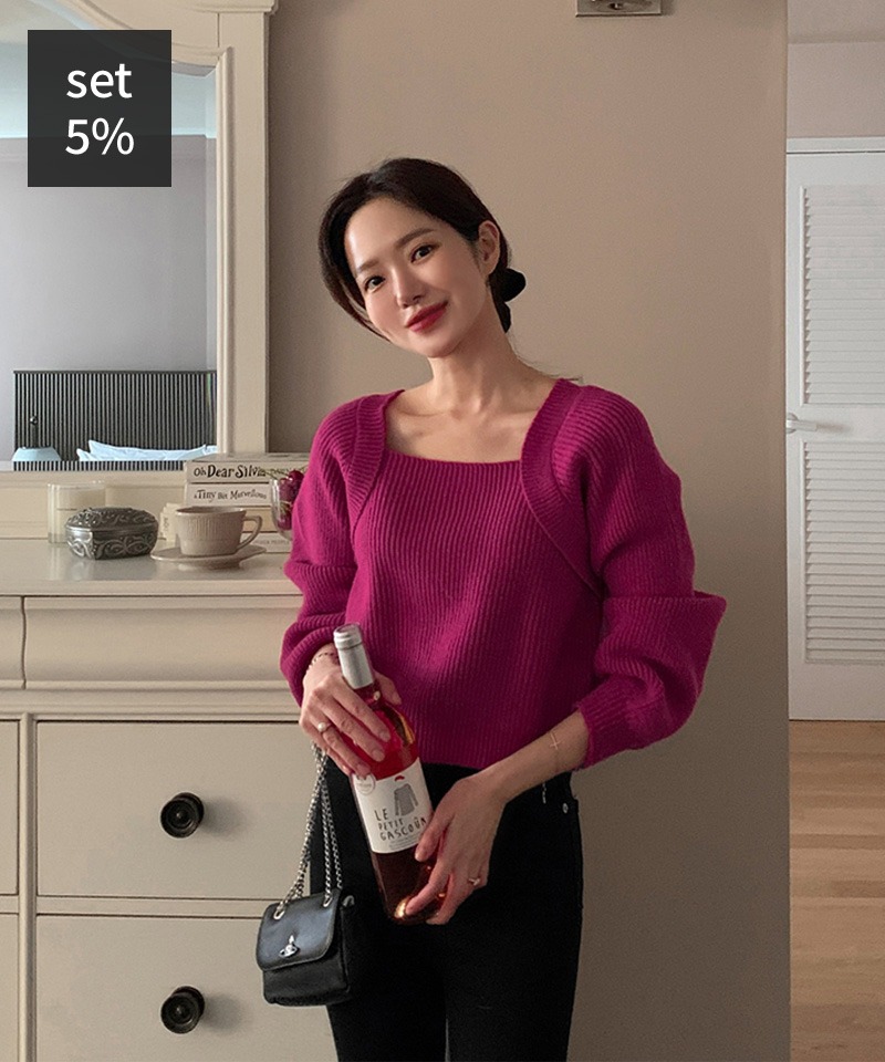 リヘンボレロニット+ミッドナイトブラック起毛パンツ 韓国ファッション通販 ダルトゥ