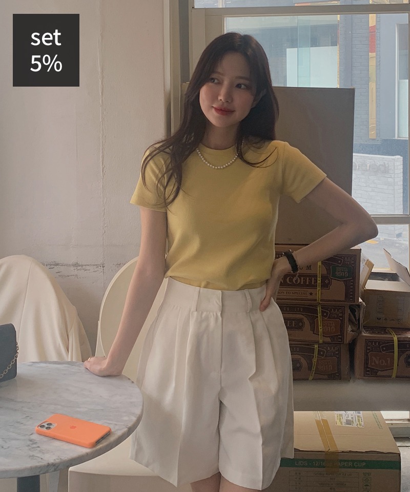 マドレーヌゴルジTシャツ+ツーゲーハーフパンツ 韓国ファッション通販 ダルトゥ