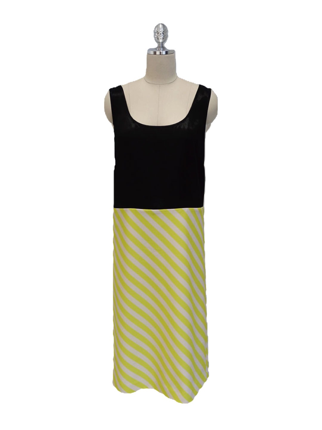 108. 2-Tone Diagonal Stripe  Sleeveless Dress / 투톤 사선 스트라이프 슬리브리스 드레스
