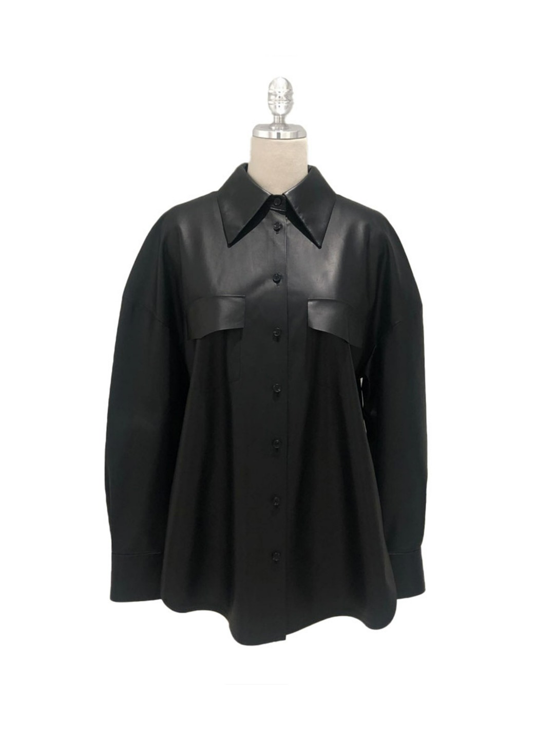 80. Lamb Leather Button Down Shirt / 램 레더 버튼 다운 셔츠
