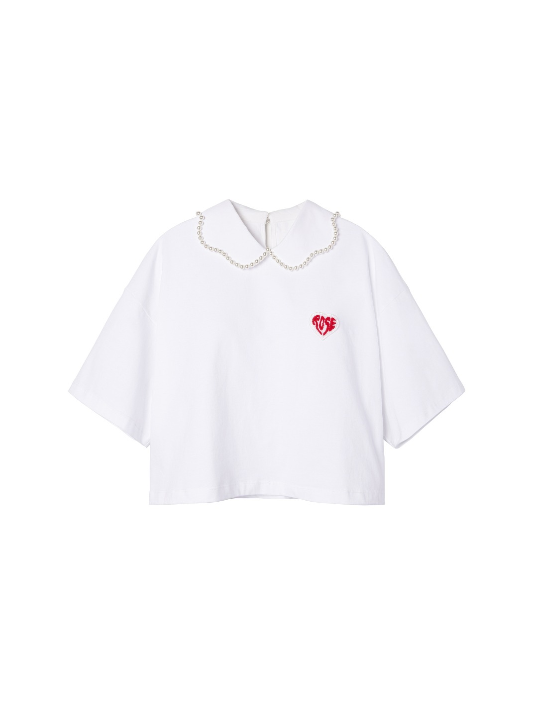 234. Pearl Collar Detail T-shirt / 펄 칼라 디테일 티셔츠