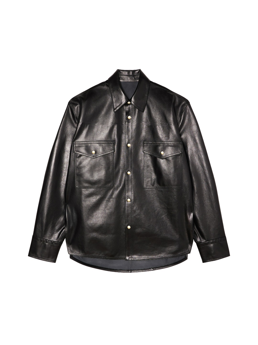 288. Button-down Lamb Leather Shirt Jacket / 버튼-다운 램 레더 셔츠 자켓