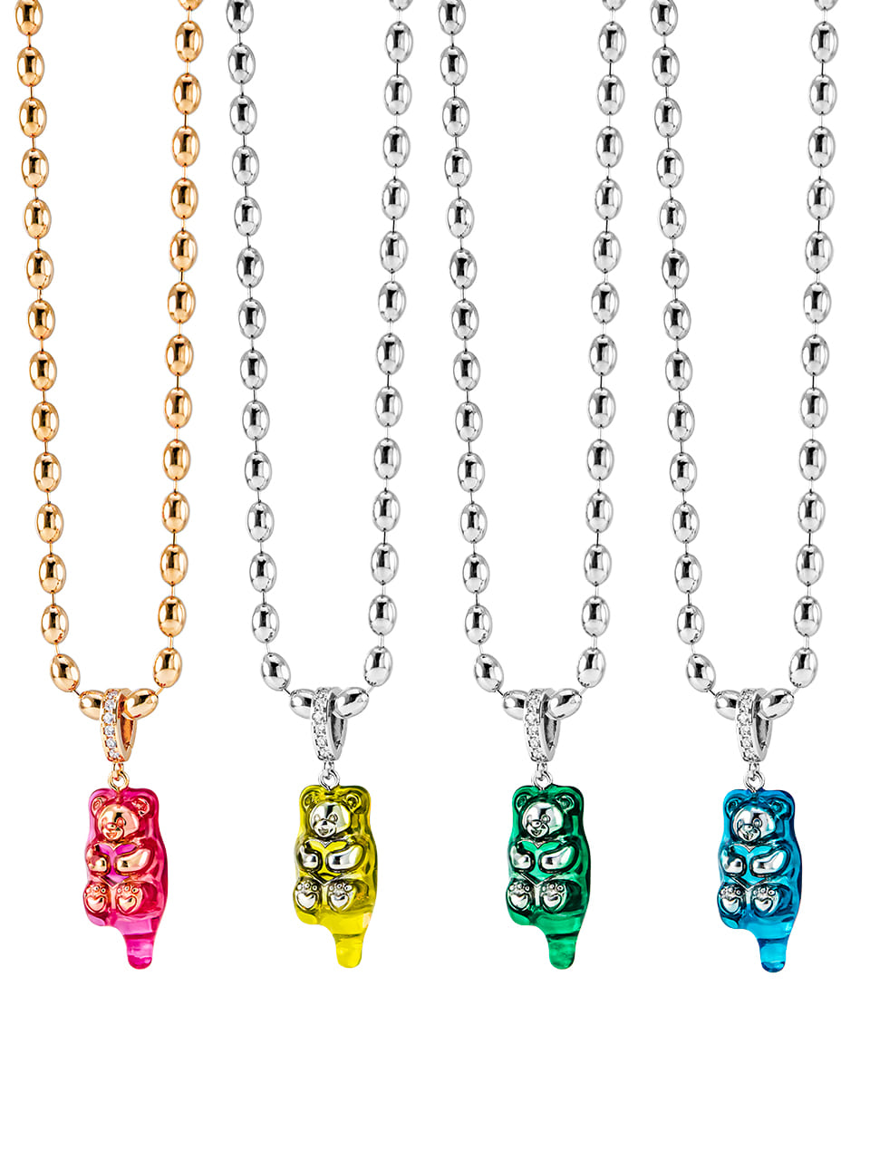 MELTING BEAR CHAIN NECKLACE (4 COLOR)