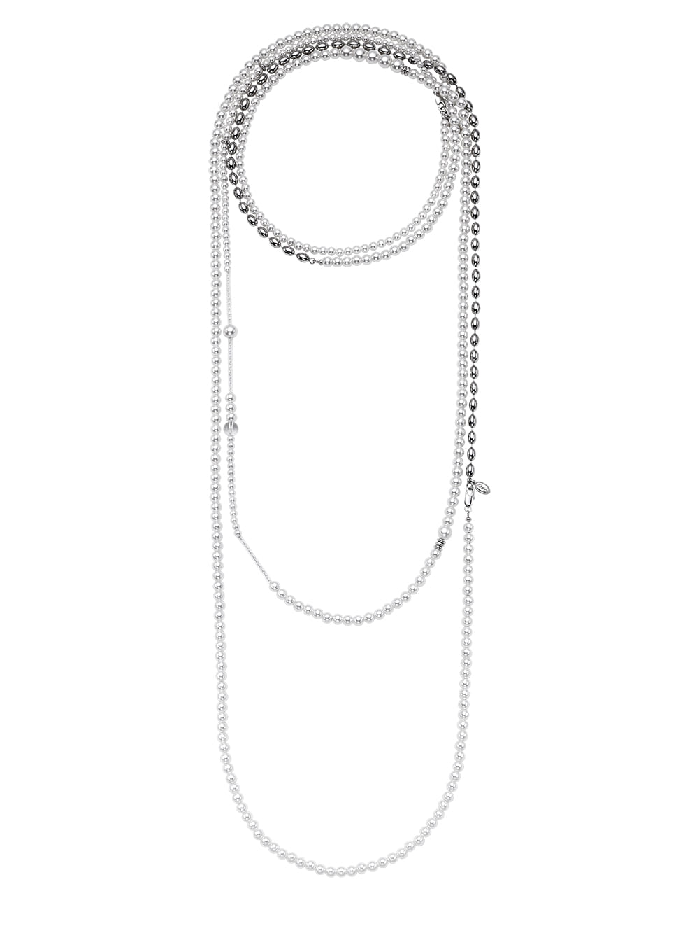 TUBULAR PEARL LONG NECKLACE - SET