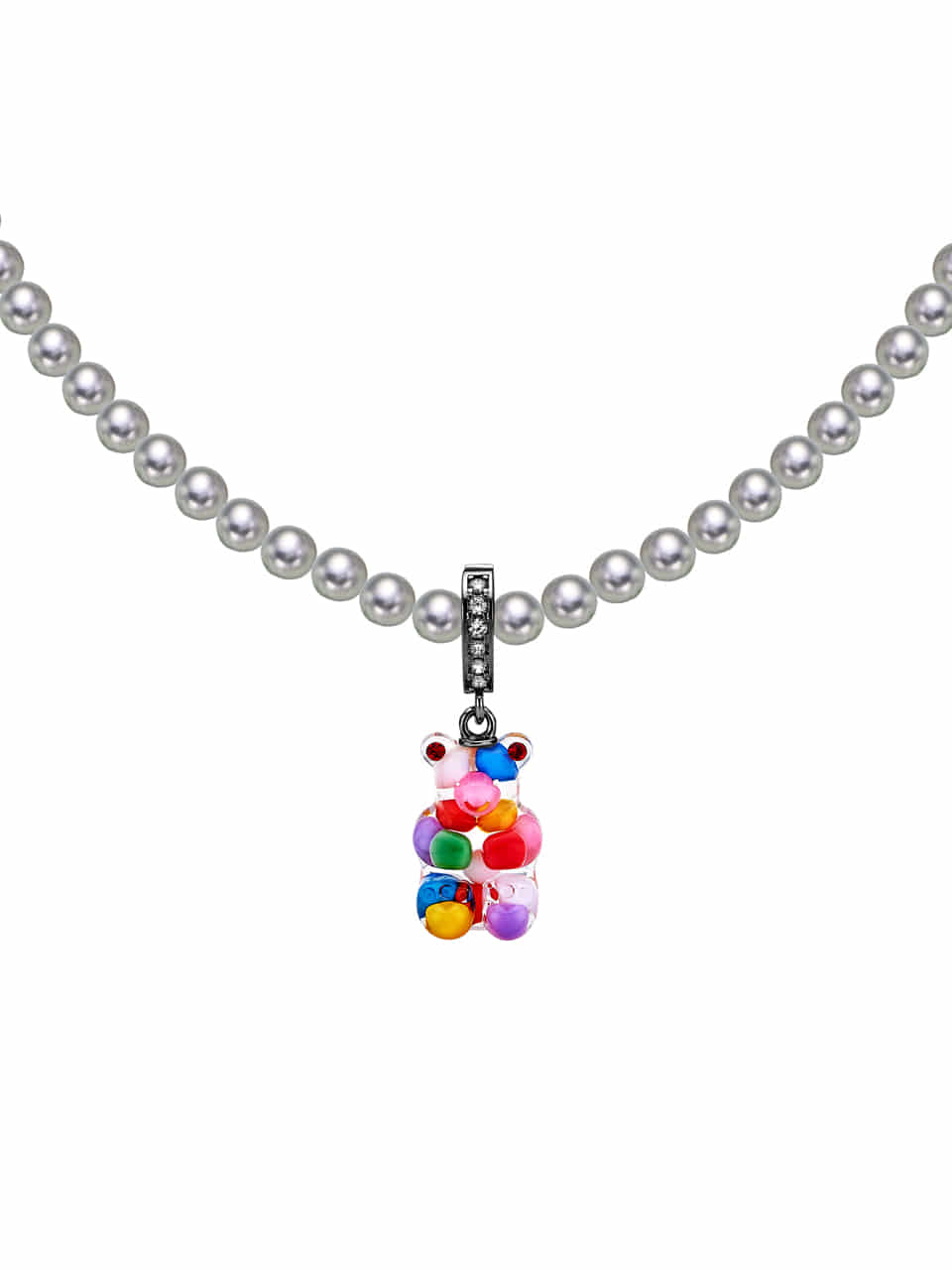 GUMBALL BEAR GREY PEARL NECKLACE
