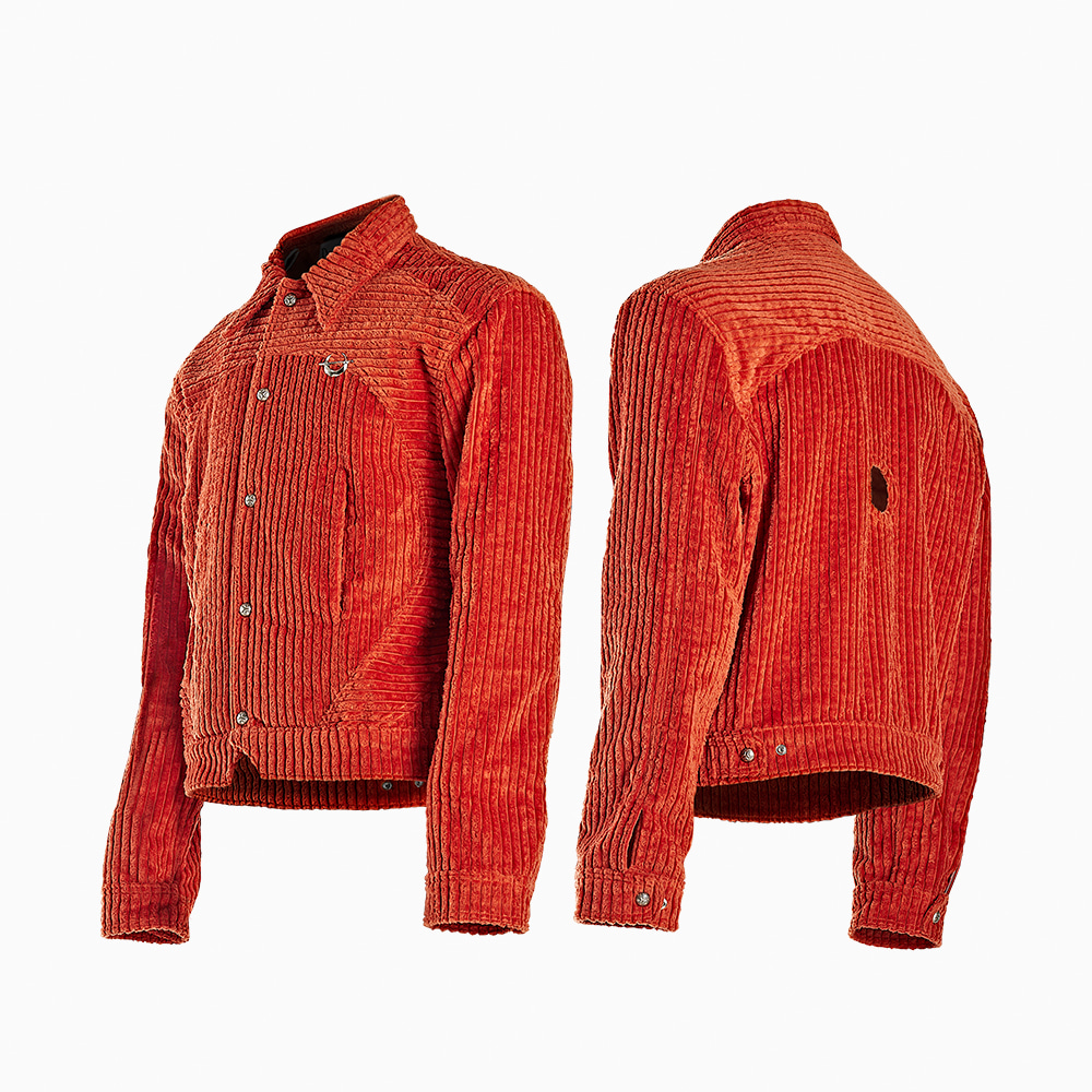 주황색 자켓을 입고 있는 남자, 주황색 자켓, orange jacket, orange corduroy jacket, 코듀로이 자켓