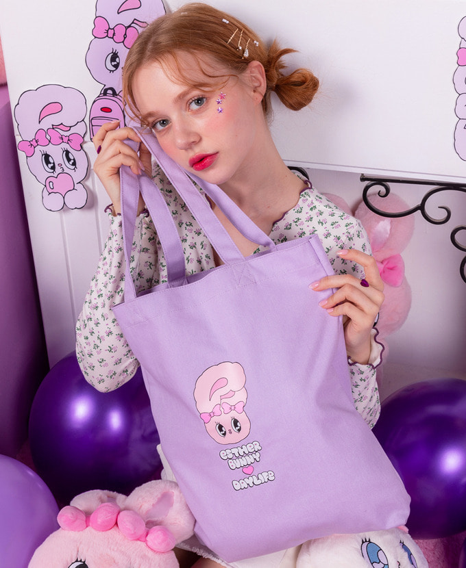 DAYLIFE♥ESTHER BUNNY LETTERING ECO BAG(PURPLE)エコバッグ