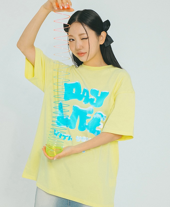 DAYLIFE DREAM BUBBLE LETTERING HALF T-SHIRT (YELLOW)
