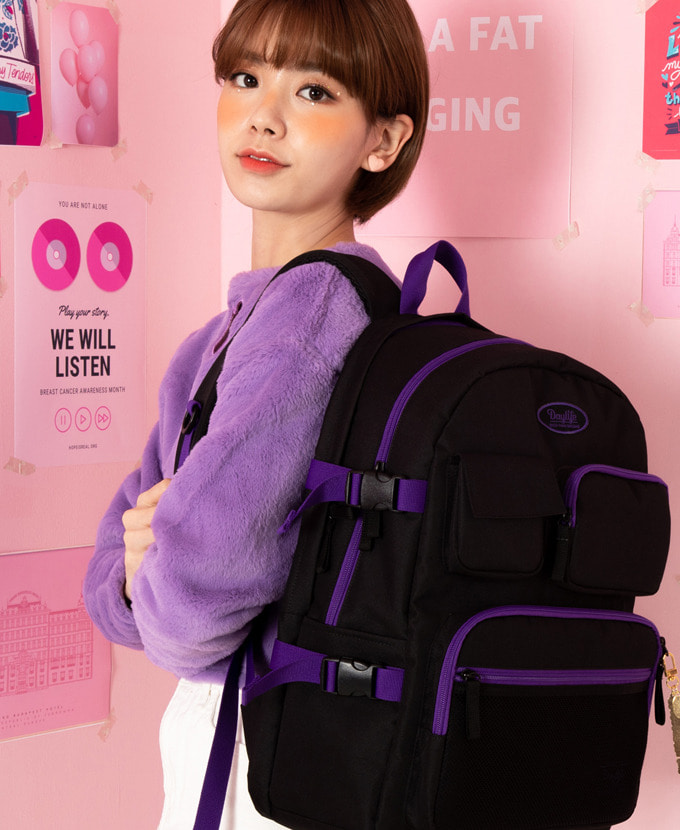 DAYLIFE MULTI POCKET BACKPACK(BLACK/VIOLET)feat. EXO XIUMIN