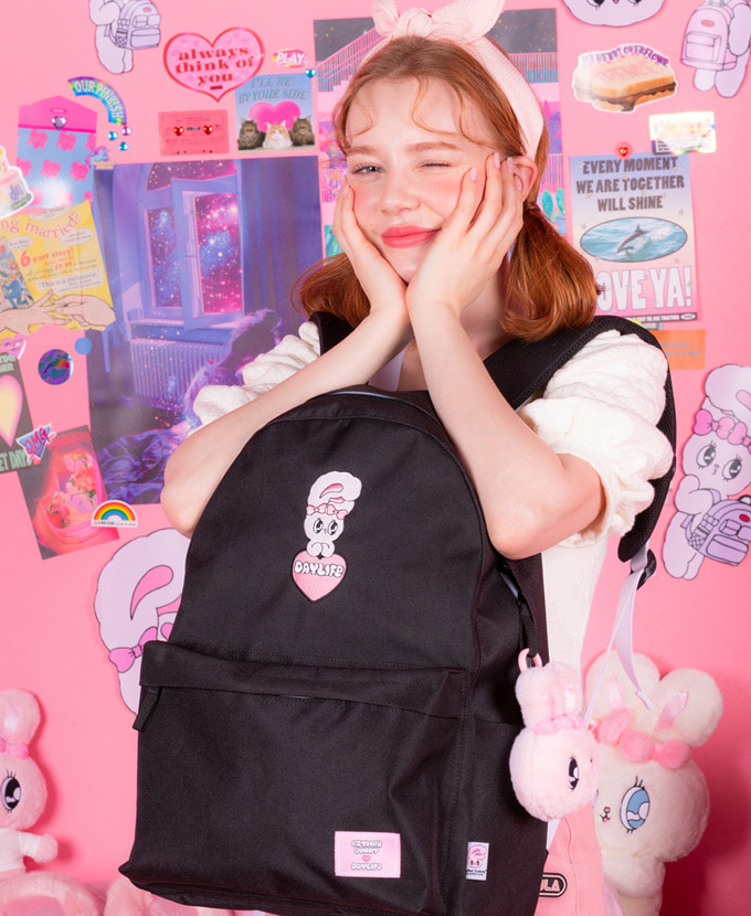 DAYLIFE♥ESTHER BUNNY BIG HEART DAY BACKPACK(BLACK)