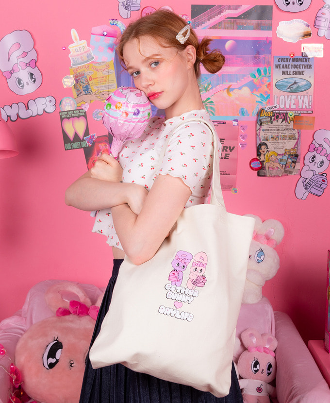 DAYLIFE♥ESTHER BUNNY TWIN ECO BAG(WHITE)エコバッグ