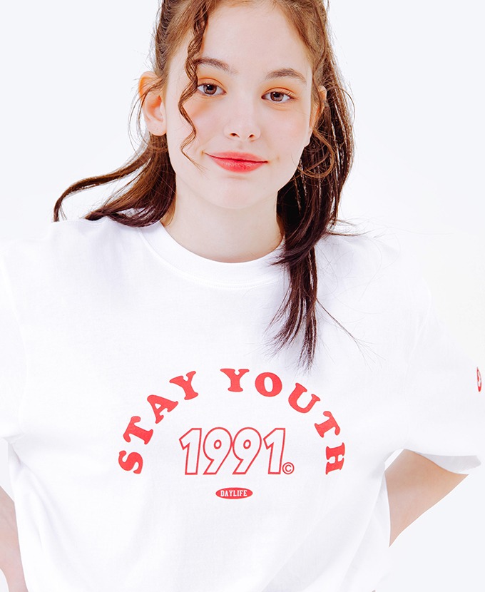 DAYLIFE STAY YOUTH HALF T- SHIRTS (WHITE)Tシャツ