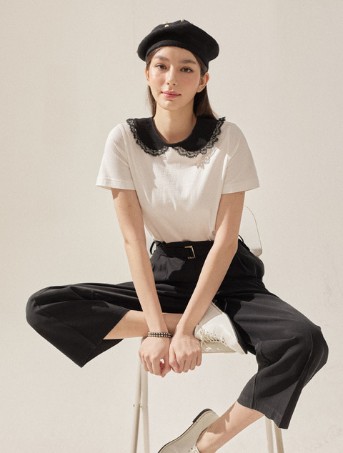 Lace-trimmed Peter Pan Collar T-shirt_IV