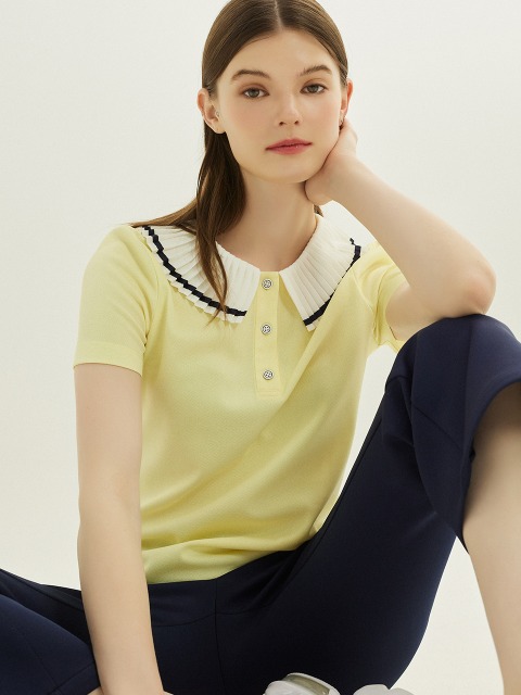 Pleated Collar Pique T-shirts_YL