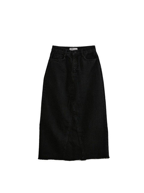 A-Line Black Denim Skirt_BK