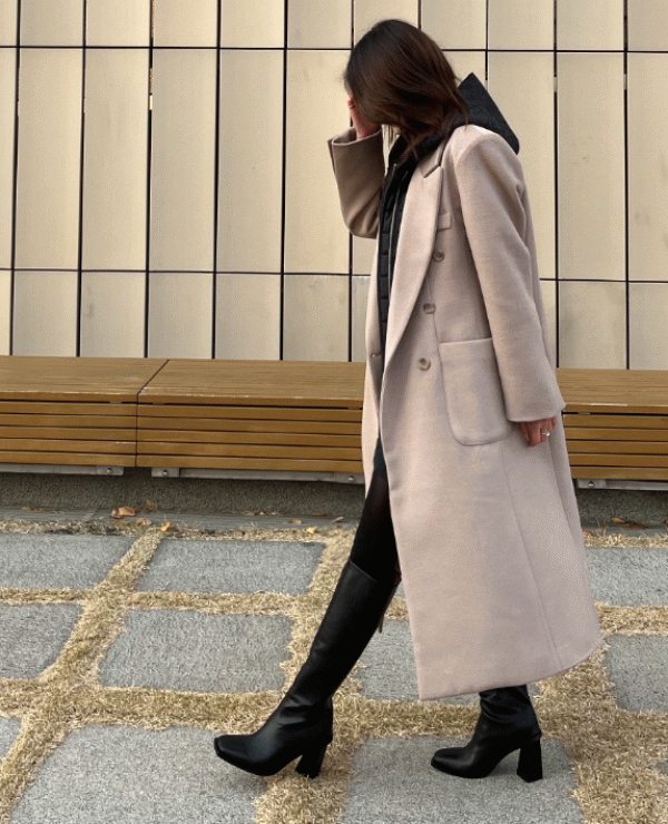 Slit Double-Breasted Coat