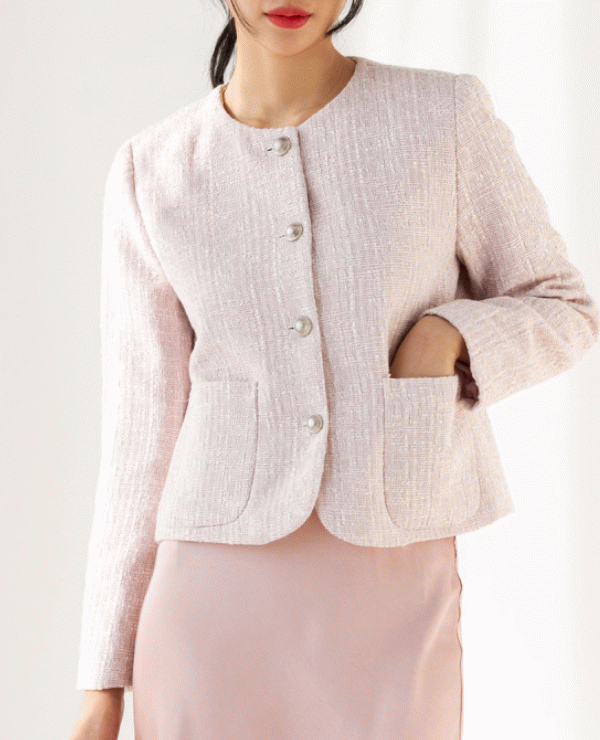 Buttoned Front Tweed Jacket