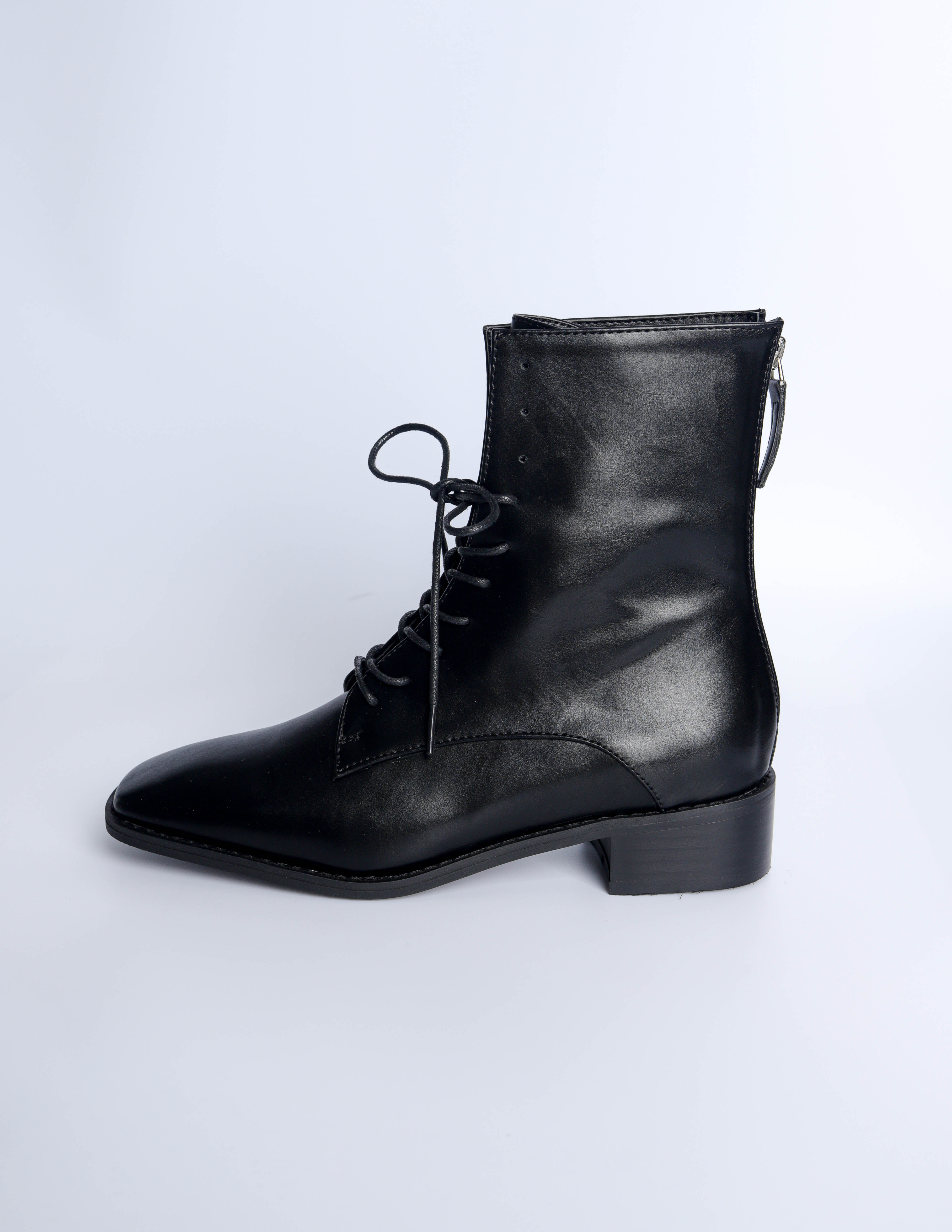 Lace-Up Low Heel Boots