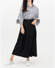 Solid Color Waistband Back Culottes
