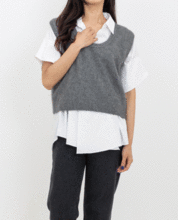 Ressel cropped fox knit vest