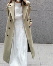 Notched Collar Wool Blend Coat
