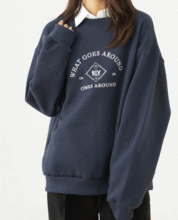 Lettering Front Fleece-Lined Sweatshirt