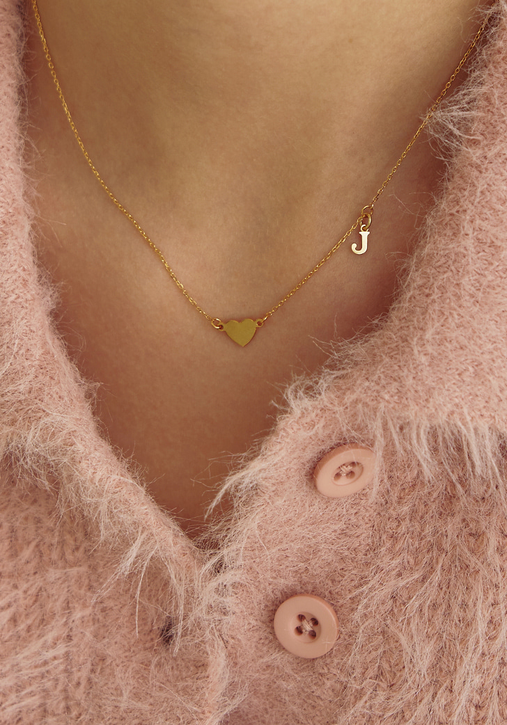 (Silver 925) gold initial and heart necklace