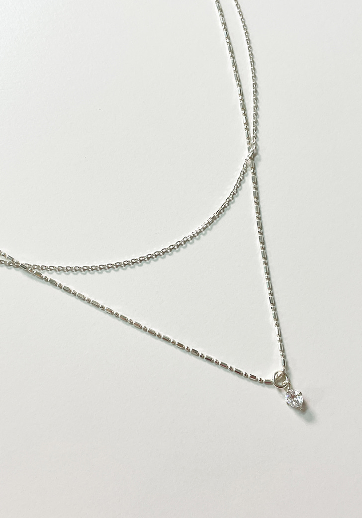 two layered cubic necklace (silver 925)