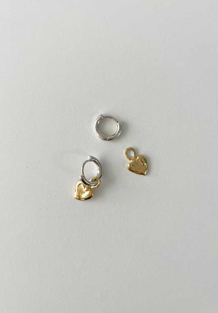 [EXCLUSIVE] petit combi heart earring (Silver 925)