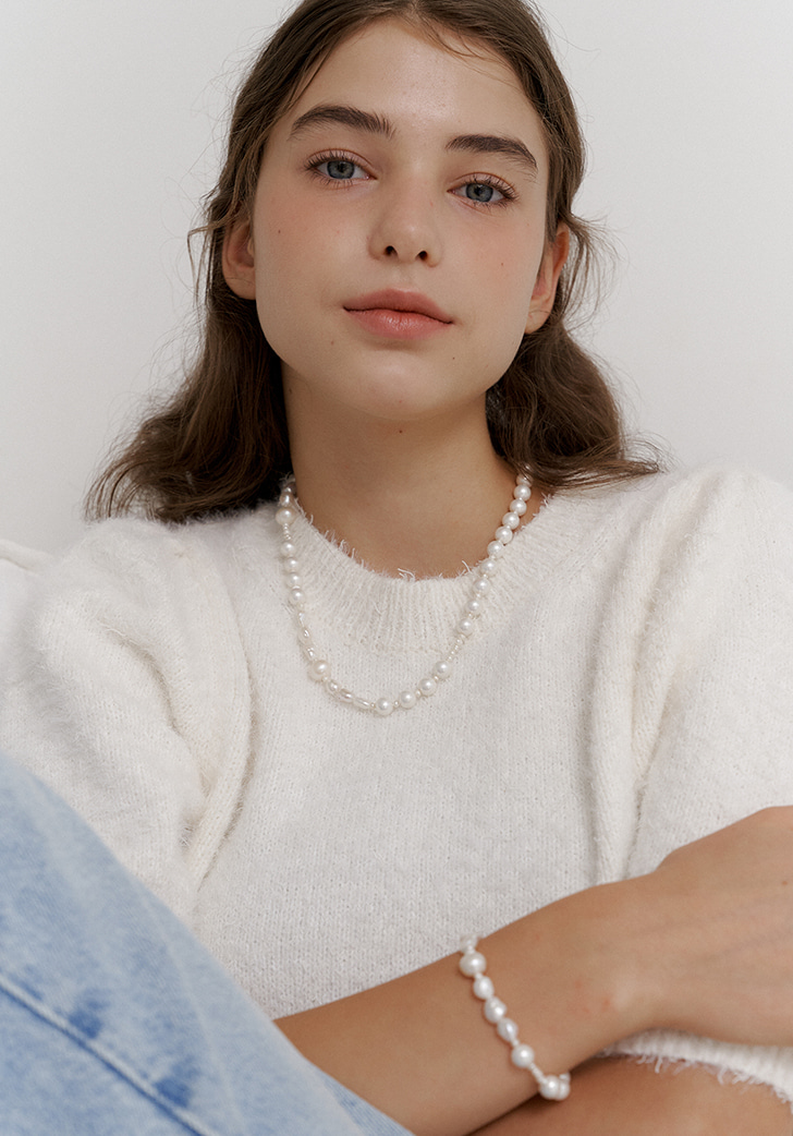 [SET] harmony pearl necklace + harmony pearl bracelet (Silver 925)