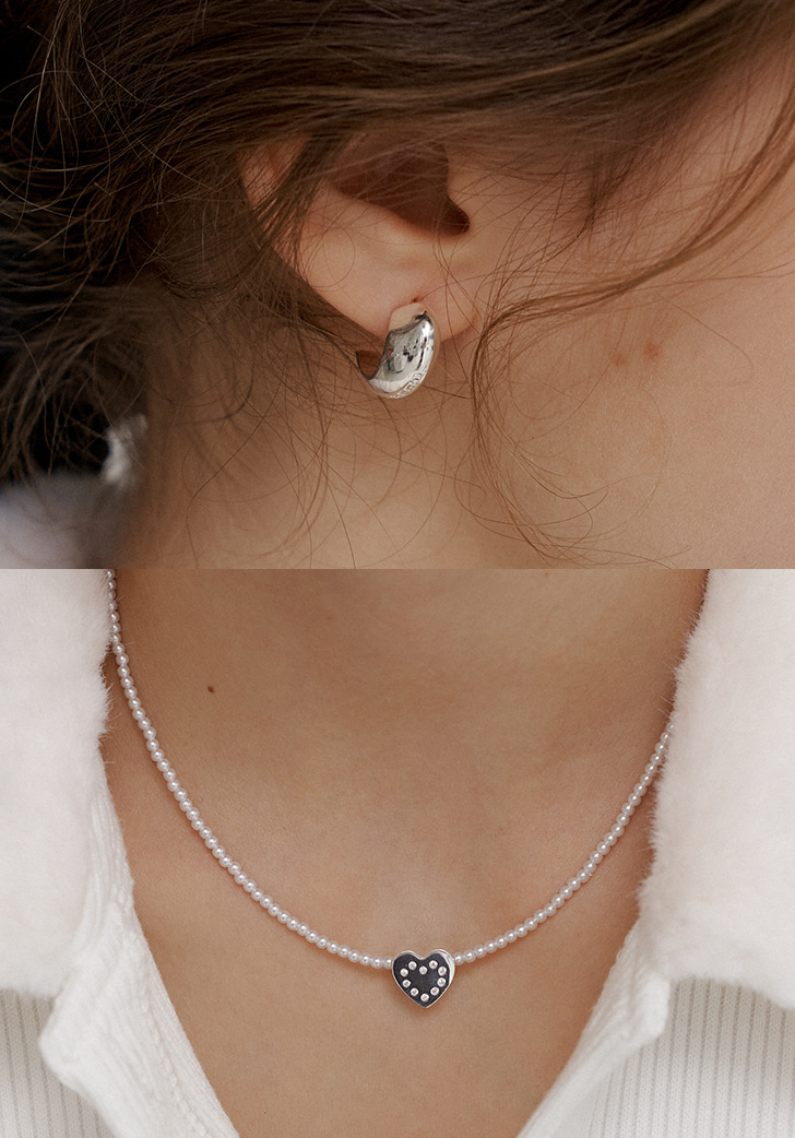[SET] love deep cupid necklace + love deep earring