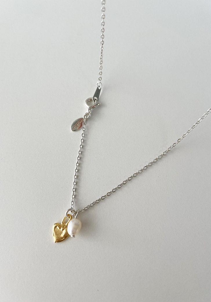 [EXCLUSIVE] petit combi heart pearl necklace (Silver 925)