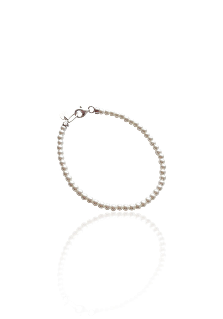 white pearl bracelet (3mm) (Silver 925)