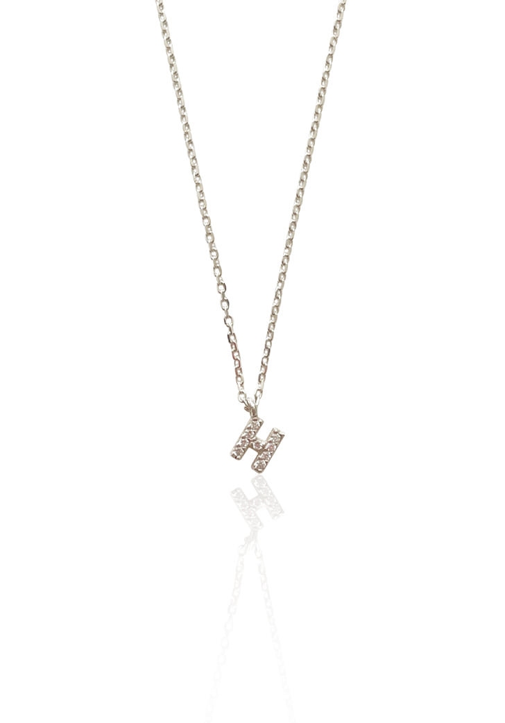 [EXCLUSIVE] white cubic initial necklace (Silver 925)
