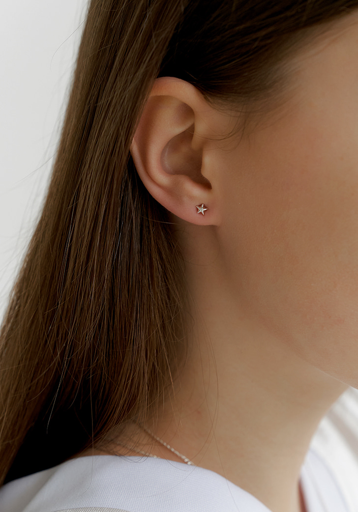 white star earring (Silver 925)