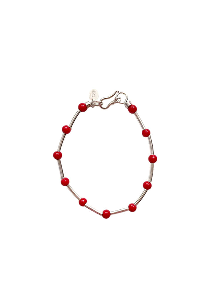 deep rose red dot bracelet (Silver 925)