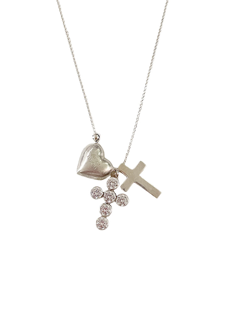 deep rose double cross necklace (Silver 925)