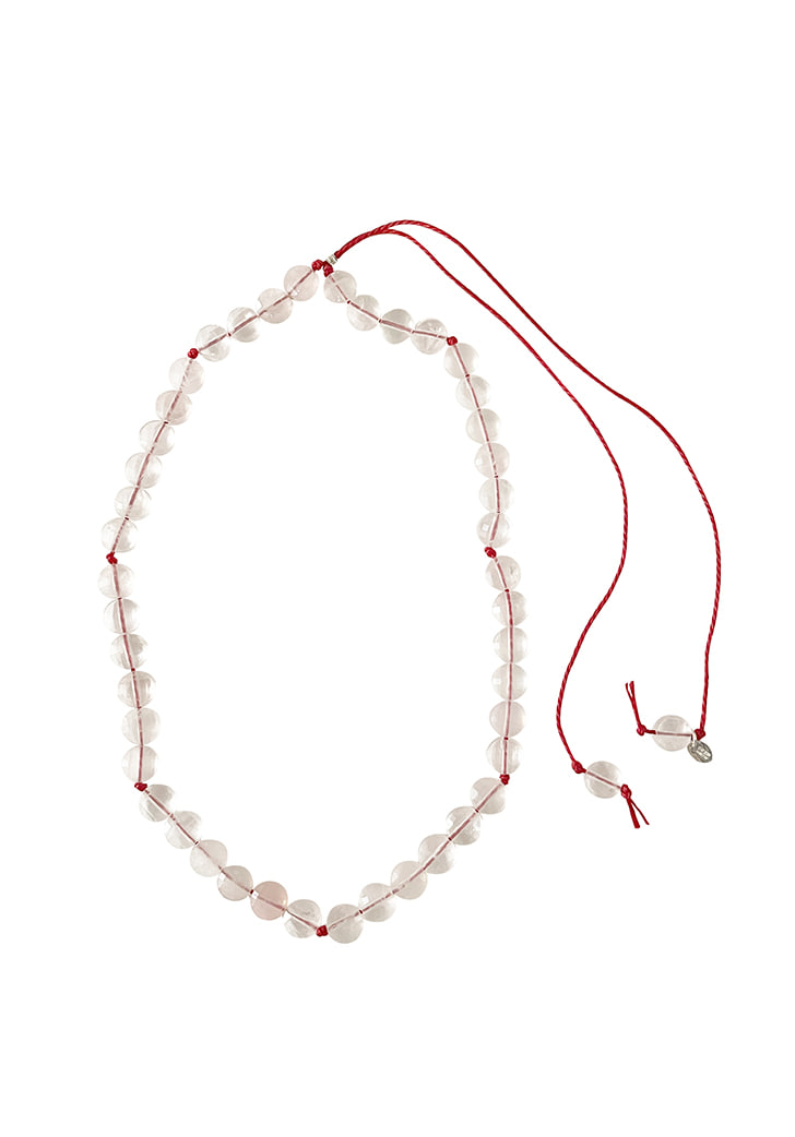 deep rose quartz string necklace (Silver 925)