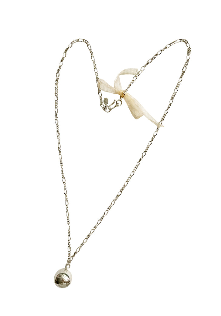 deep rose ribbon ball necklace (Silver 925)