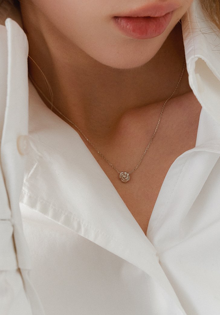 [5차 리오더] deep rose petit necklace (Silver 925)