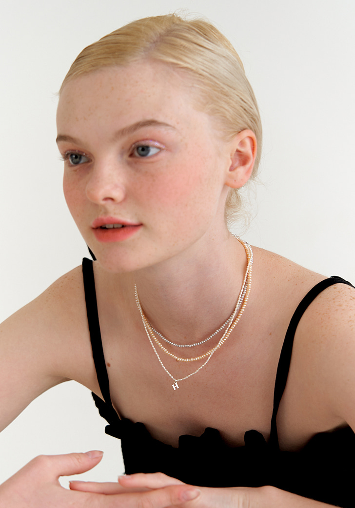 (Silver 925) slim line pearl necklace (2 colors)