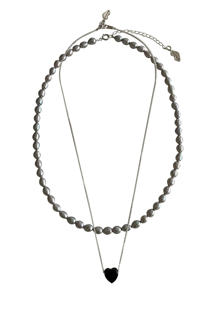 [SET] mid line pearl necklace + color moment of love necklace