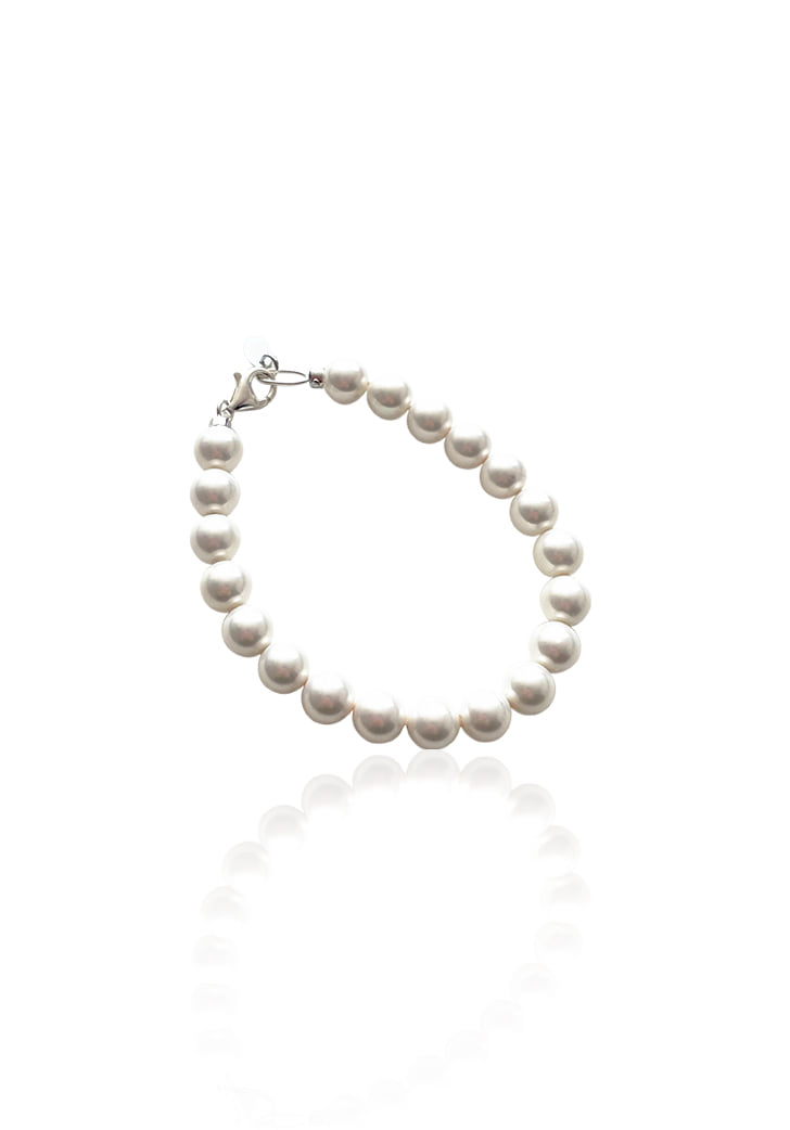 white pearl bracelet (6mm) (Silver 925)