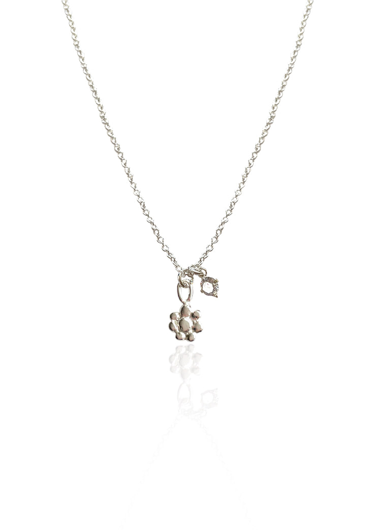[EXCLUSIVE] petit angel flower necklace (silver) (Silver 925)