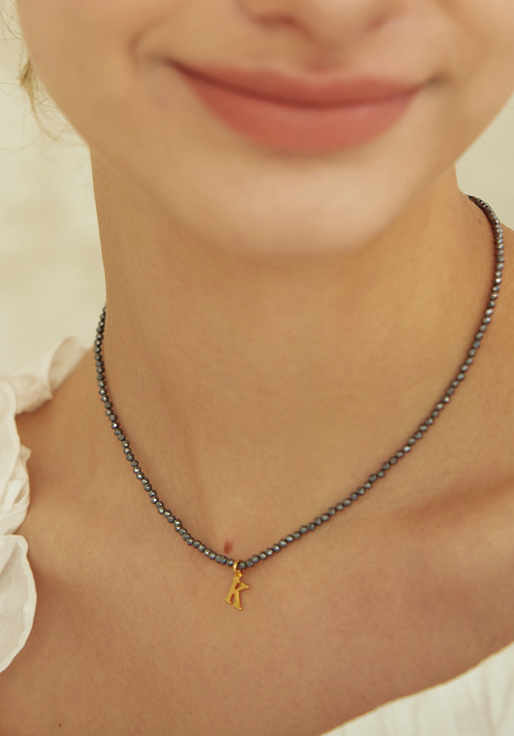 (Silver 925) terahertz initial necklace
