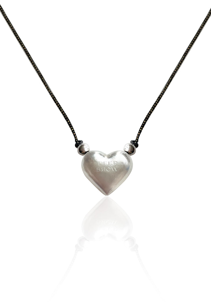 [EXCLUISVE] black big love strap necklace (Silver 925)