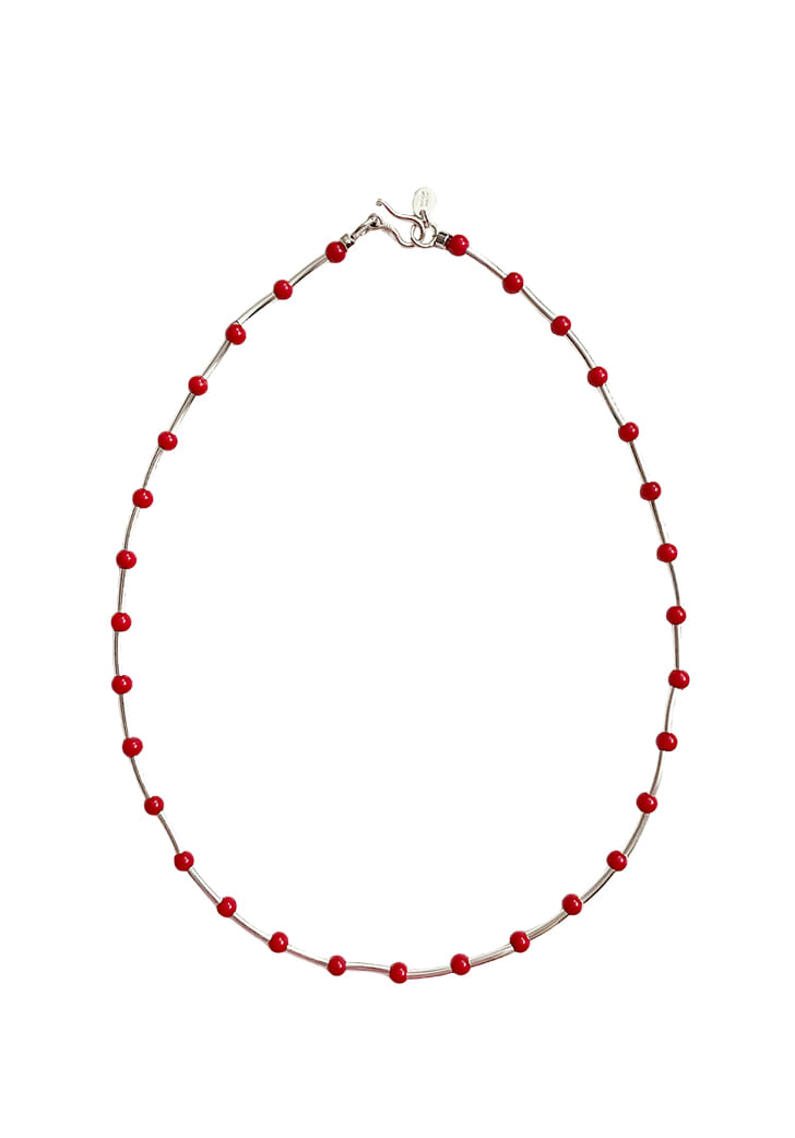 deep rose red dot necklace (Silver 925)