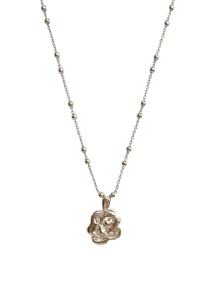 [11차 리오더] deep rose ball chain necklace (Silver 925)