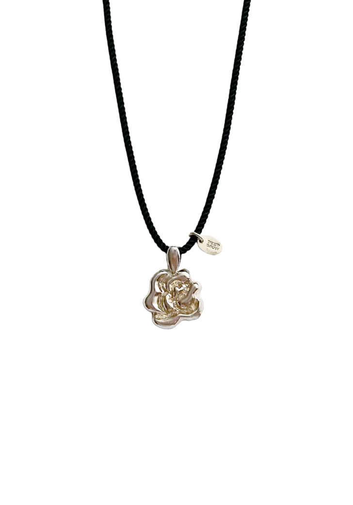 [4차 리오더] deep rose black string necklace (Silver 925)