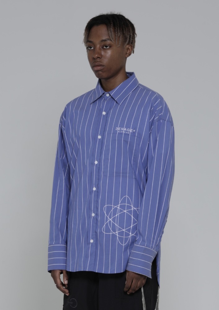 [드네이지] D.E Striped Over Shirt Blue  디이 스트라이프 오버핏 셔츠 블루_0056